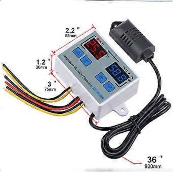 Dobbel Digital Temperatur- og Fuktighetskontroller Hjem Kjøleskap Termostat Fuktighetsregulator Termometer Hygrometer XK-W1099 AC110-220V