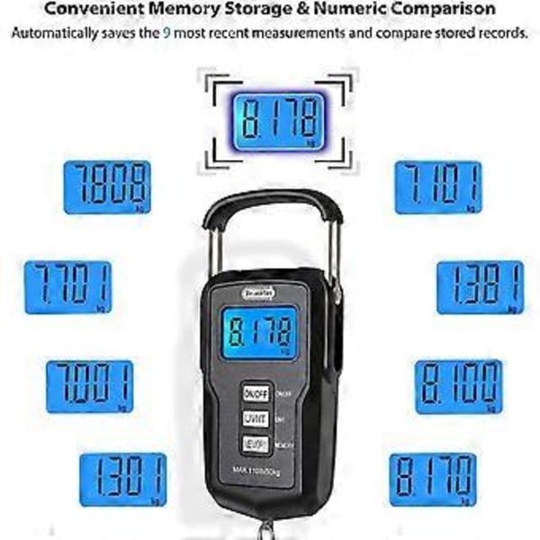 Fiskvåg, Fisketillbehör Fiskvikter Våg Med Måttband Med Bakgrundsbelyst LCD-display, 2 AAA-batterier Ingår (fs01)