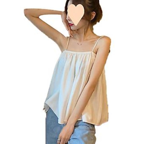 Dame Spaghetti Stropp Tanktopper Sommer Mote Uformell Løs Dame Ermeløs Tanktopper for Daglig Date Jobb Fest Hvit M
