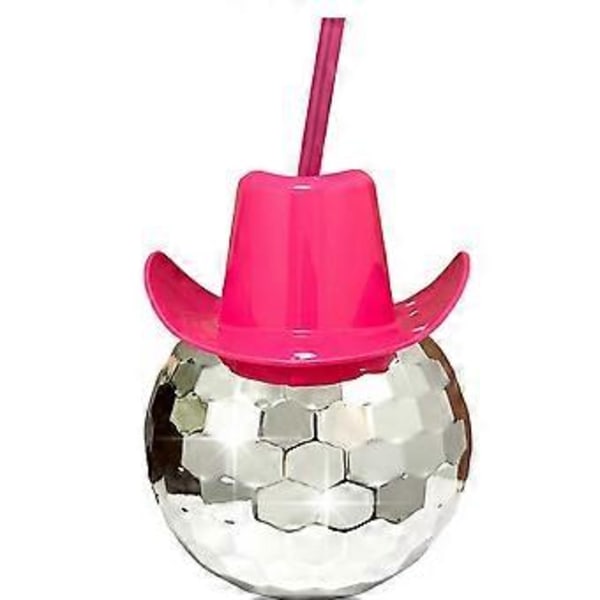 Discokulekoppar Cowboyhatt Discokulekopp med Sugrör Möhippa Dekoration Elektroplätering Kulkopp Vit