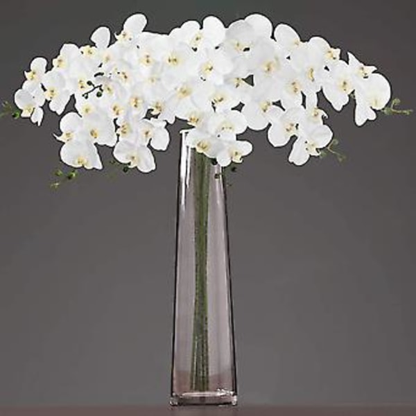 2 st 96 cm Konstgjorda Real Contact Orkidéblommor 9 huvuden Latex Phalaenopsis Stjälkar För DIY Bröllop