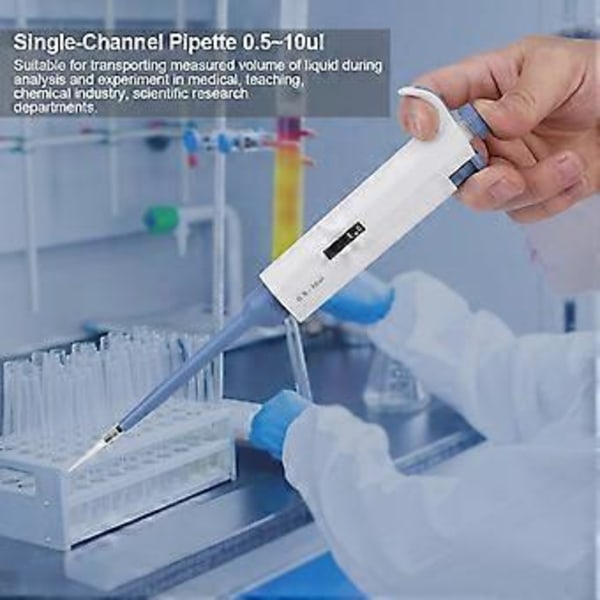 1kpl Yksikanavainen manuaalinen säädettävä pipetti Pipettori Pipetti laboratoriotyökalu 0,5~10ul