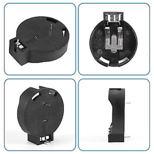 2 stk. CR2450 Knapcelle Batteri Sokkel Holder Kabinet 2 Ben Sort