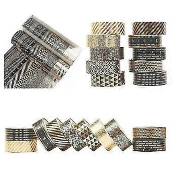 10 Folie Washi Tejp Set Papper Scrapbooking Självhäftande Maskering DIY