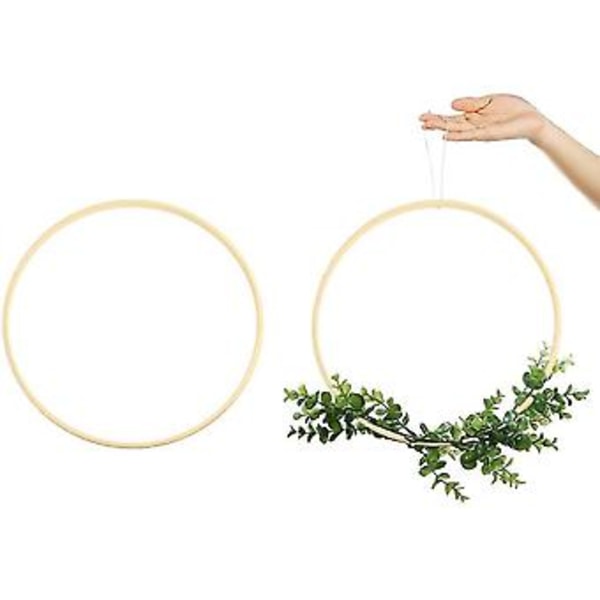 Kransringar, 12-pack 6 Storlekar Trä Bambu Blomsterkrans Makramé Hantverksringar För Gör-Det-Själv Drömfångare