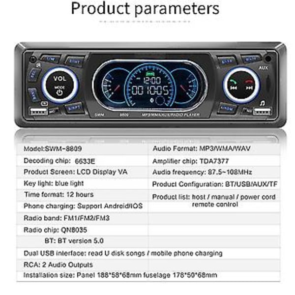 Auton Mp3-soitin Autoradio Hands- Mp3 Autotarvikkeet