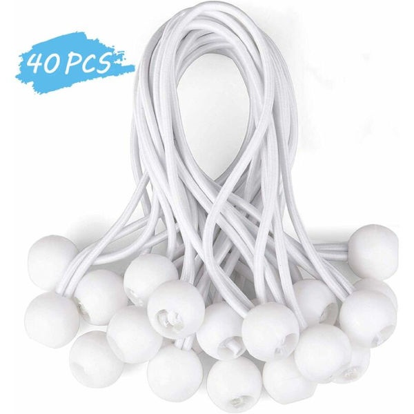 Presenningspännare boll bungee bungee elastisk gummispännare för banderoll, presenning, paviljong, tält, gardiner förlängningssladd, presenninghållare vit, 15 cm (Wh
