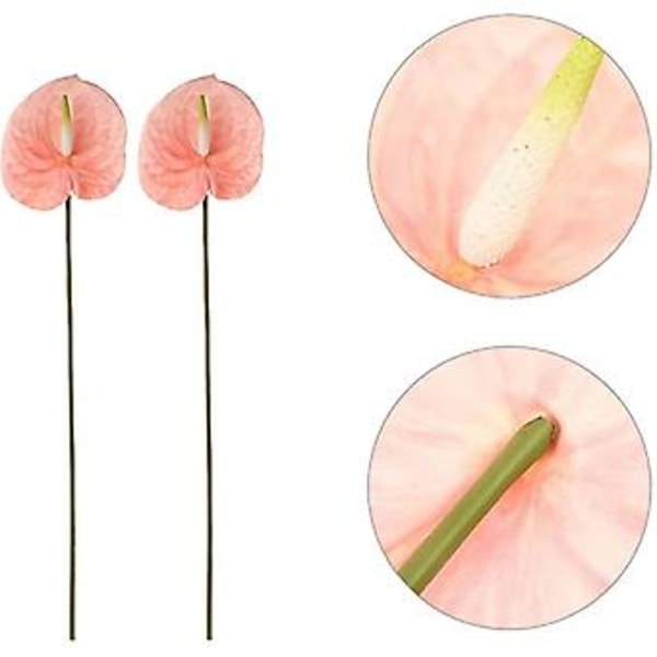 2 stk. Kunstig Anthurium Buket Til Hjem R Brude Bryllup Fl Arranme