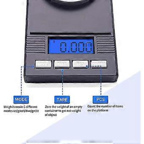 Mini Elektronisk Digital Vekt for Mat, Smykker - Lett å Bære