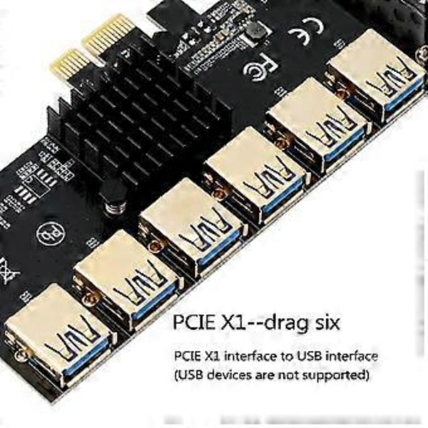 PCI-E X1 1 - 6 USB 3.0 -laajennuskortti X4 X8 X16 -näytönohjainnousuputkelle