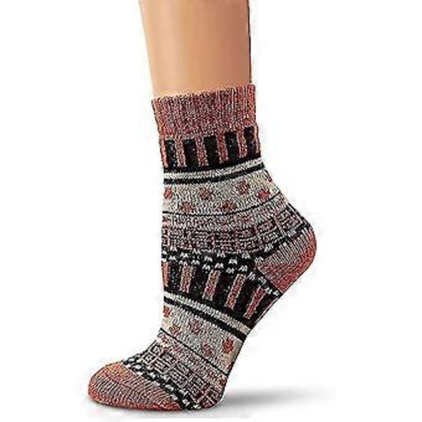Damstickade Ull Vinter Tjocka Varma Bomulls Julklapp 5 Par