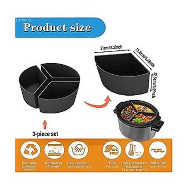 Slow Er S, 3-i-1 Silikone Slow Er Divider Passer til 6qt Oval og Rund Gryde Divider ()