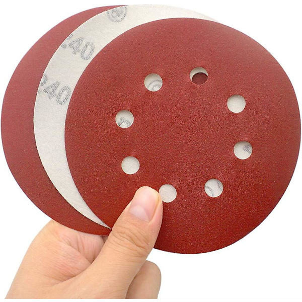 Slippapper Aluminiumoxid Sandpapper 30 Skivor 240 Korn, 8 Hål För 5\" Orbital