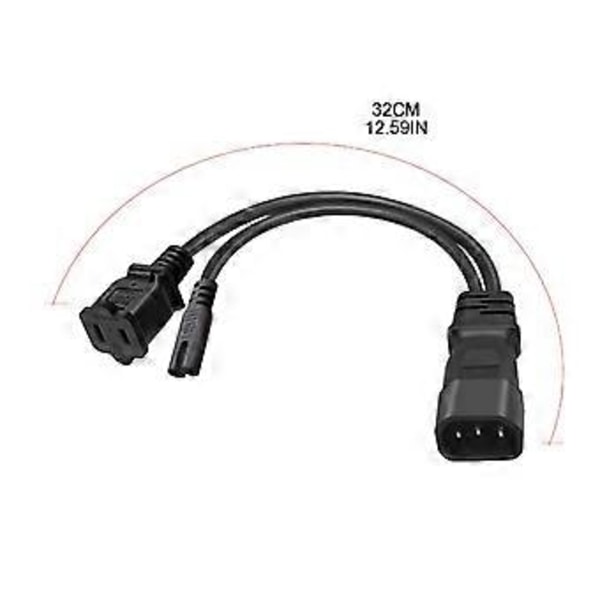 IEC320-C20 Hane till IEC320-C7 +1-15R Hona Strömförsörjningsomvandlarkabel Svart