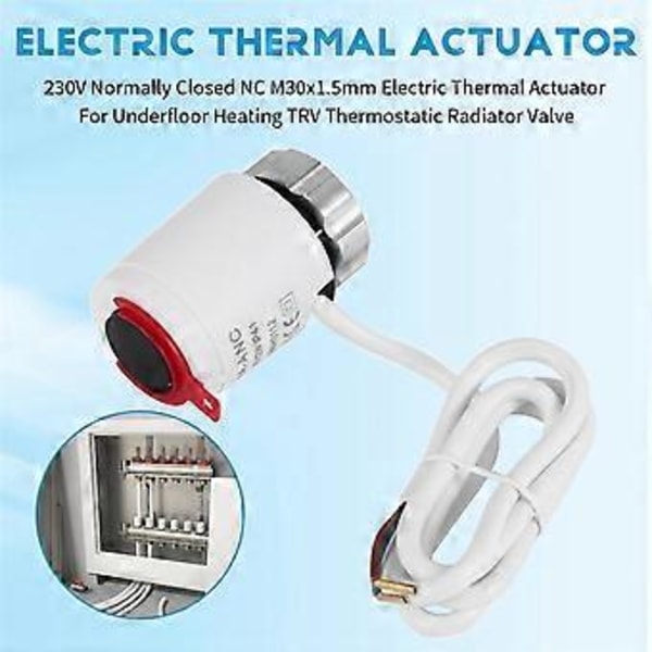 230V Normalt Stängd NC M30x1.5mm Elektrisk Termisk Ställdon för Golvvärme TRV Termostatisk Radiatorventil
