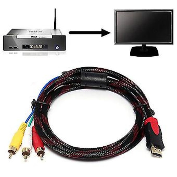 5 jalan 3 RCA -videon AV-komponenttimuunninadapterikaapeli HDTV:lle
