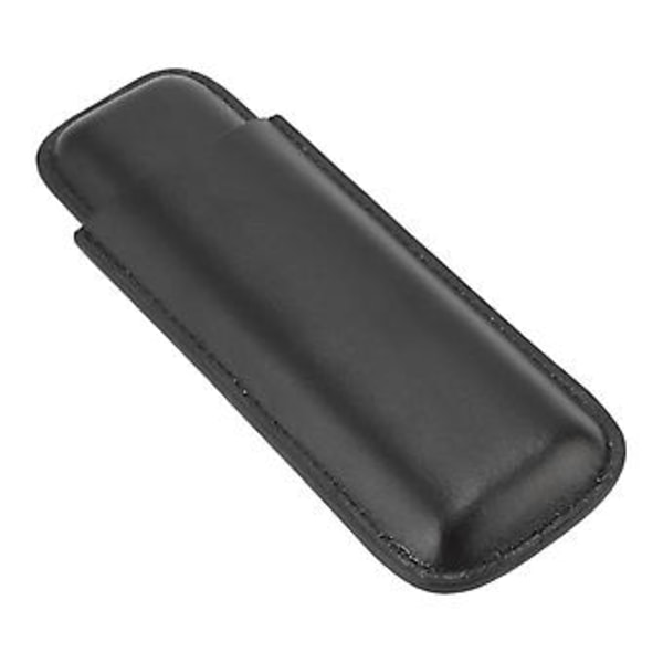 Læder Cigar Etui Bærbar 2 Finger Cigarholder til Rejser Forretningsrejse Kæreste Gaver Sort