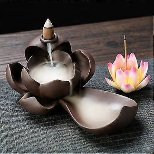 Elegant Lotus Røgelsesbrænder Holder Keramisk Røgelseskar Håndværk Aromaterapi til Boligindretning Kontor A