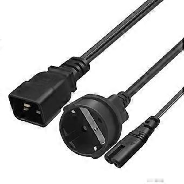 1 stk. IEC C20 Han til C7 + EU4.8MM Hun Splitter Adapter Kabel Ledning C20 Splitter
