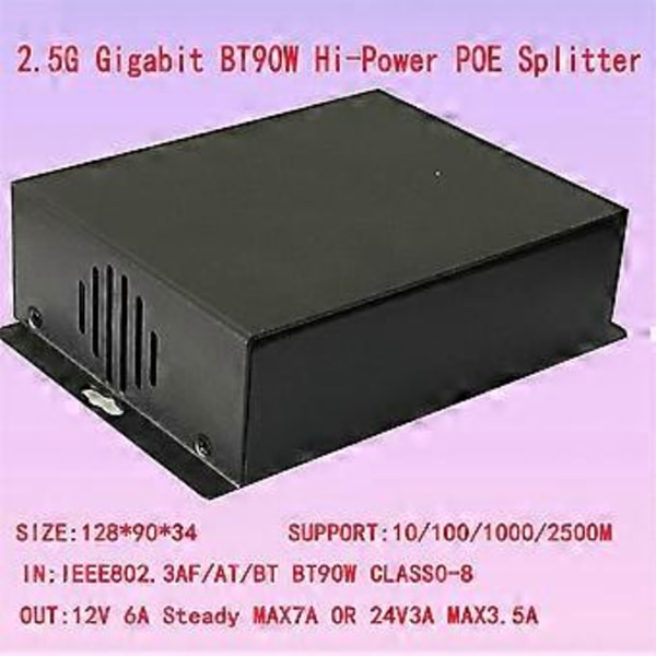 2.5G 1000M Gigabit IEEE802.3 BT HI Power PoE Splitter 72W 48V till 12V Power over Ethernet för IP-kamera/ WIFI6/7/8