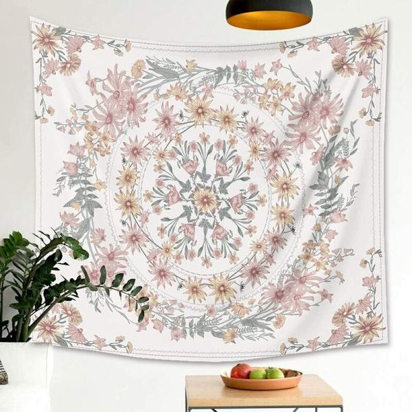 Bohemian Tapestry Mandala Kukka Seinävaatteet, Koristeellinen Seinävaate Makuuhuoneeseen 78,7 Tuumaa X 59,1 Tuumaa