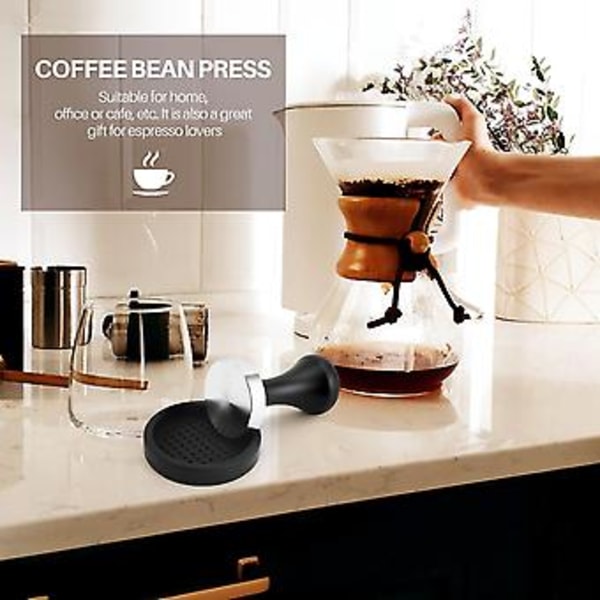 Tamper Set (51 mm), espressostämpel med platt bas i rostfritt stål, espresso handtamper med co