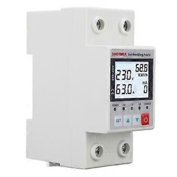 Energiskydd Anti-Interferens Multifunktionell Automatisk Återinkoppling Över- och Underspänningsskydd 230V 63A