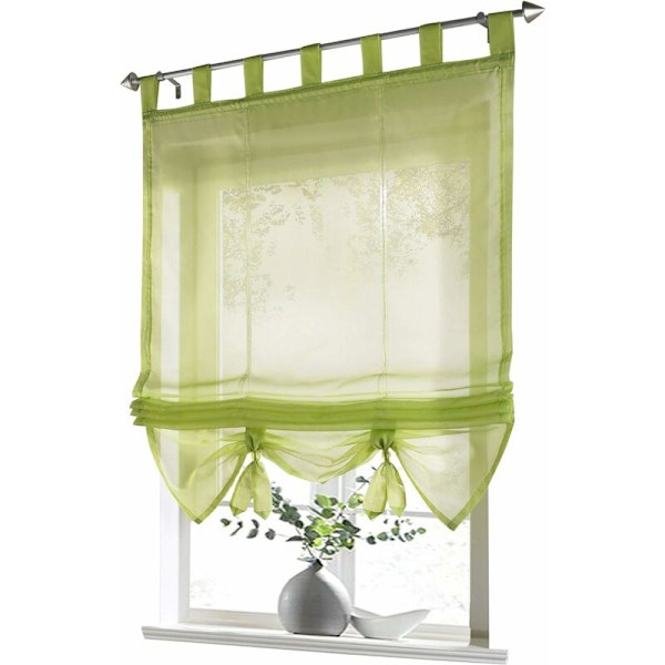 Romersk gardin med öglegardiner Köksromerska nyanser Genomskinliga gardiner med blind ögla Modern Voile Grön BxH 60x155cm 1 st