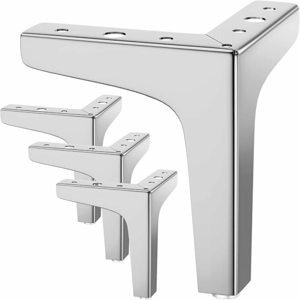4-pack möbelben, 13 cm kraftiga DIY-möbler i metall med gratis skruvar och skyddsfötter, perfekt för skåp, garderob, TV-bänk
