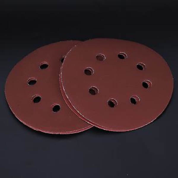 100 stk. 5 tommer 8 hullers slibeskiver sandpapir slibeark rundt slibepapir til polering slibning 80 korn