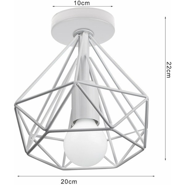 Retro taklampe Diamantbur Hvit Taklampe for Stue Spisestue