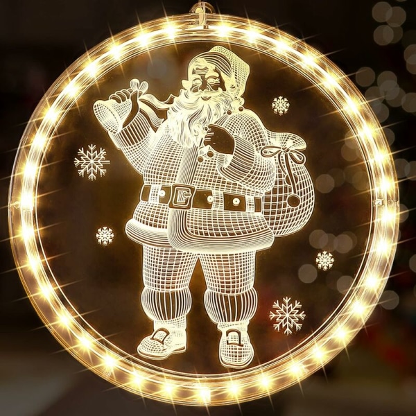 Opplyst julevinduornament, Overdimensjonert LED-vindu, Hengende julelys-ornament, 3D-lys, Batteridrevet peis, Juletre soverom