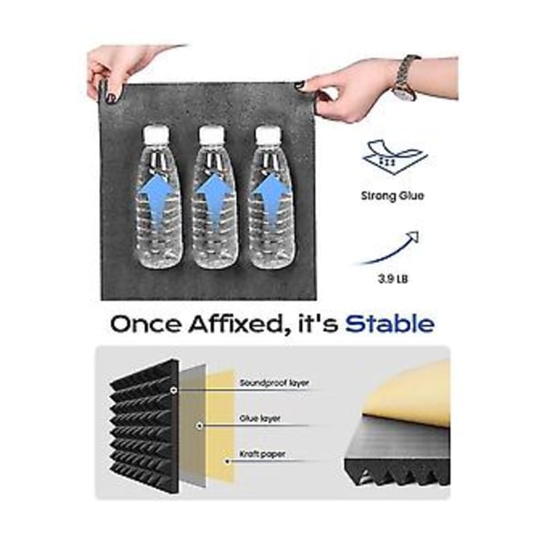 12-pack Pyramid Ljudisoleringsskumpaneler Med -, 12x12x2 tum Akustiska Skumpaneler Av Hög