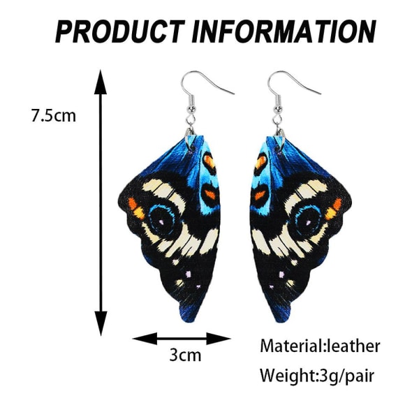 8 par läderörhängen för kvinnor Butterfly Wings Läderörhängen Olika färger Örhängen lätta handgjorda Dangle örhängen