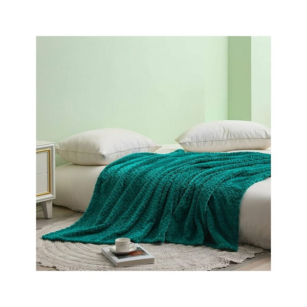 Super blødt flanneldtæppe, mikrofiber af høj kvalitet, teal 127 x 178 cm, hyggeligt og varmt, egnet til alle årstider