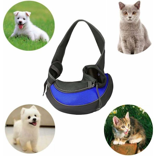 Bärsele för hund, handsfree sidobärsele för husdjur, bärbar, lätt, andningsbar mesh, utomhus, resebröstväska för husdjur