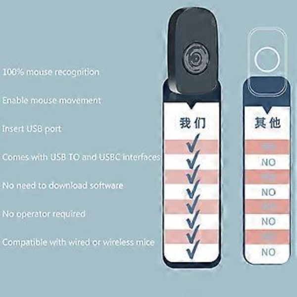 Musrörelsesimulator Musjiggler Musrörare Drivrutinsfri Musrörelsesimulering med På/Av-knapp USB-laddning