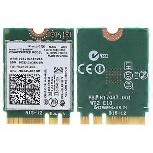 ForIntel Wireless-AC 7260 7260NGW DualBand 2x2 Wi-Fi NGFF Interface Bluetooth-kompatibel 4.0 WiFi Netværkskort til Lenovo