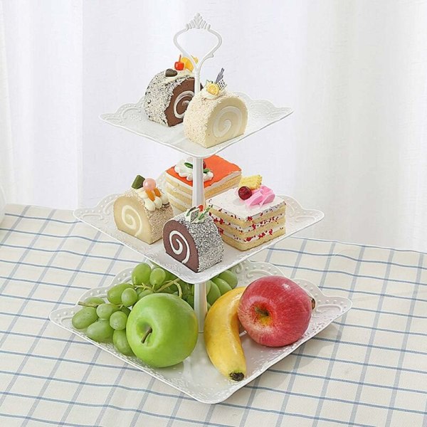 2 stk godteri kakefat displaystativ, cupcake displaystativ, 3 etasjers serveringsfat cupcakes frukt displaystativ for fest, bursdag, bryllup