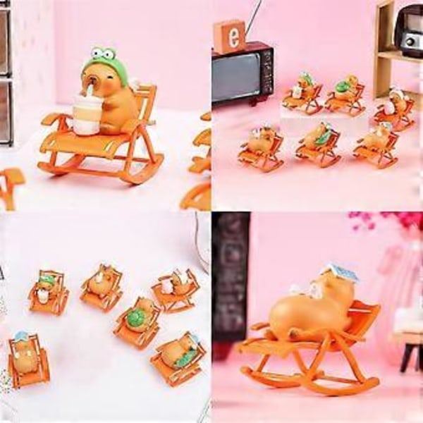 Capybara Skrivbordsdekoration Capybara Figur Gungstolsdekor Simulation Capybara Gungstolsmodell Miniatyr 6st
