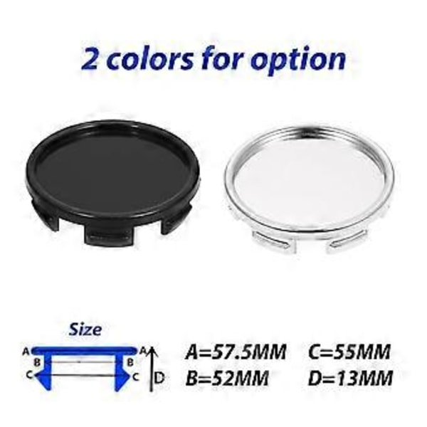 4 stk. 55 mm Bilhjul Senterkopper Nav Dekk Felg Nav Kopp Deksel Universal ABS