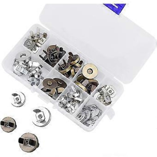 20 Stycken Magnetlås Knapp, 14mm 18mm Magnetiska Knappar Tryckknapp Magnetlås För Tygväska, Sömnad Läderkläder, DIY Hantverk, Brons, Silver