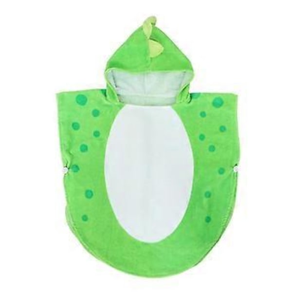 Børne Badehåndklæde Kåbe Børn Hætteklædt Strand Svømme Poncho Dinosaur Mønster (Grøn+Hvid 55 Cm x 110 Cm)