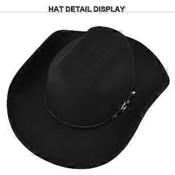 Ny cowboyhat yellowstone jazzhat retro sort uld jazzhat flad skygge stor skygge hat