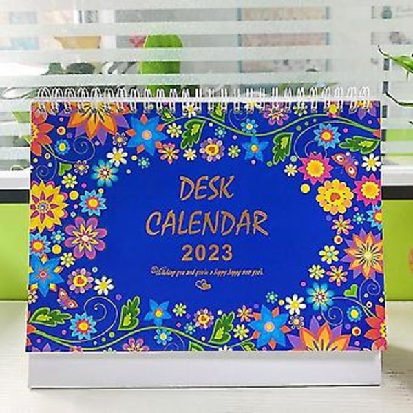 2 stk. Skrivebordskalender, 12 måneders skrivebordskalender, oppbrettbar, med blanke sider