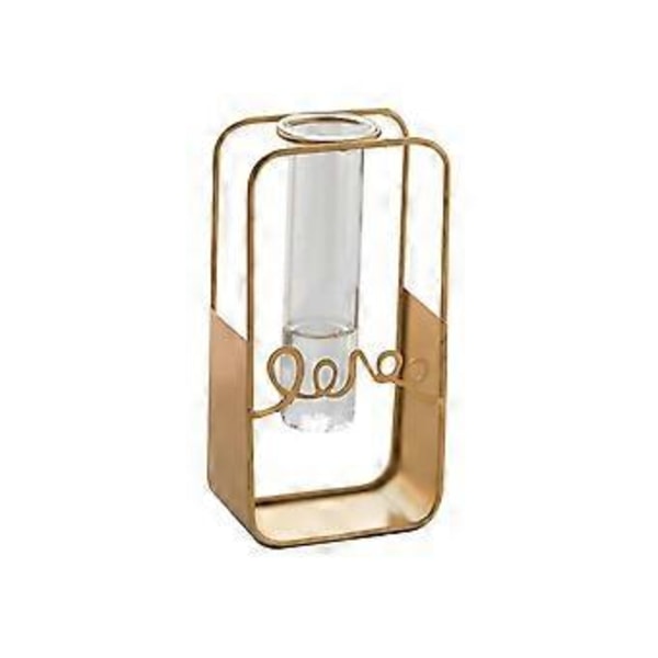 Metall Blomvas Ställ Transparent Glasvas Skrivbord Hushåll Hydroponiska Växter Heminredning Kontorsdekoration A