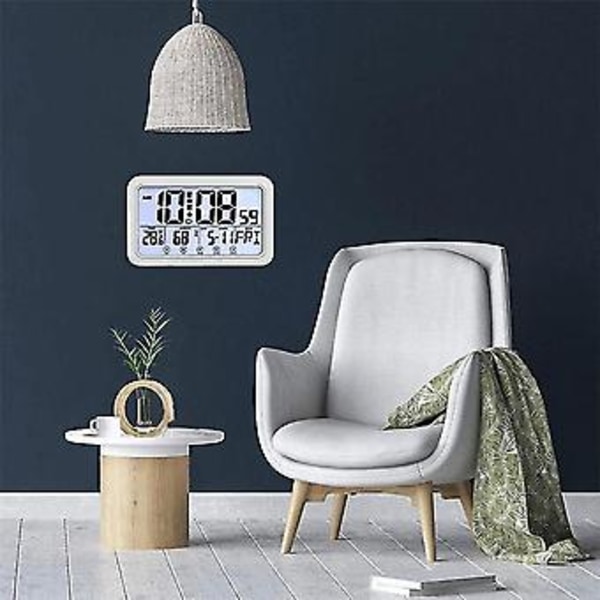 Digitala elektroniska digitala väckarklockor för skrivbord, sovrum, vit