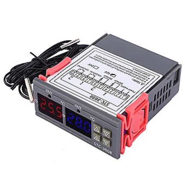 Digital Intelligent Termostat Justerbar Temperaturkontroller Brytare med Dubbla NTC (12V)