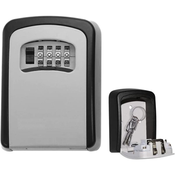 4 Position Wall Mounted Key Box - Outdoor Security Key Box, Weatherproof Key Box, Heavy Duty Key Safe, Keys, Cards, Zinc Alloy