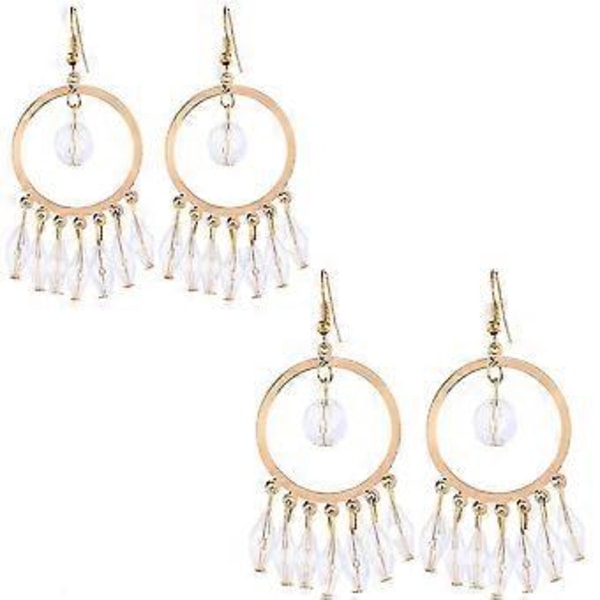 Glitrende Ørepynt for Kvinner og Jenter, Frynser Krystall Ørepynt Geometrisk Vintage Hoop Stud Ørepynt, Glitrende Stud Ørepynt 2 par